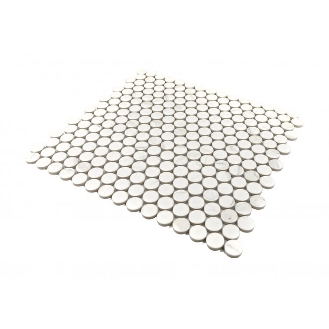 Victorian Penny Matt Carrara White 31.5cm x 29.1cm (1.9cm x 1.9cm) Mosaic Tile