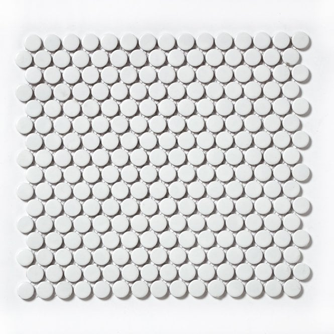 Victorian Penny Matt White 31.5cm x 29.4cm (1.9cm x 1.9cm) Mosaic Tile