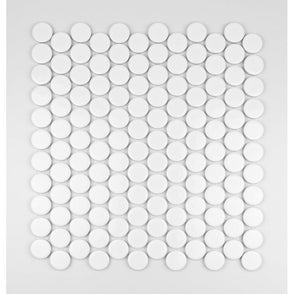 Victorian Penny XL Gloss White 33cm x 31.2cm (2.8cm x 2.8cm) Mosaic Tile