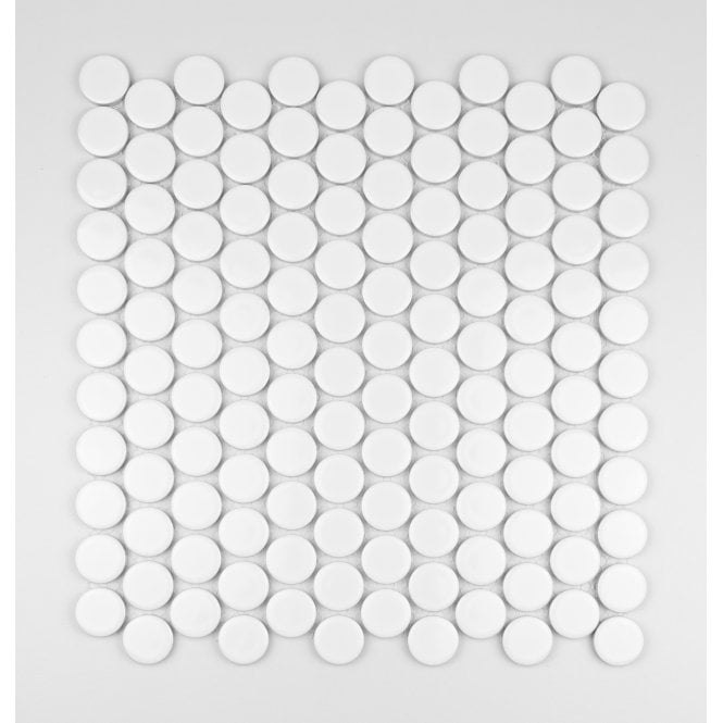 Victorian Penny XL Gloss White 33cm x 31.2cm (2.8cm x 2.8cm) Mosaic Tile