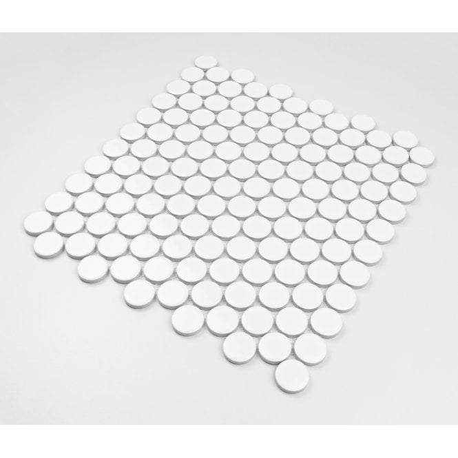 Victorian Penny XL Gloss White 33cm x 31.2cm (2.8cm x 2.8cm) Mosaic Tile
