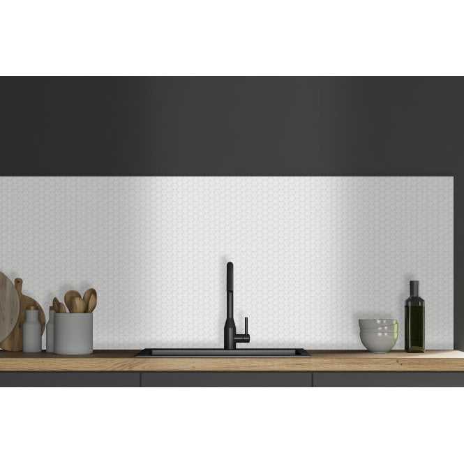 Victorian Penny XL Gloss White 33cm x 31.2cm (2.8cm x 2.8cm) Mosaic Tile