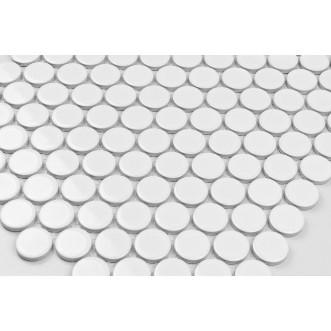 Victorian Penny XL Gloss White 33cm x 31.2cm (2.8cm x 2.8cm) Mosaic Tile