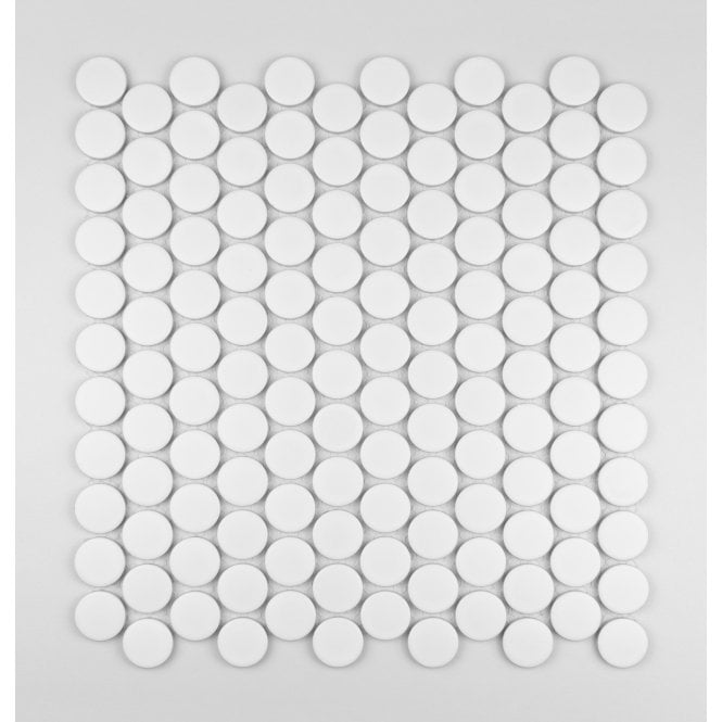 Victorian Penny XL Matt White 33cm x 31.2cm (2.8cm x 2.8cm) Mosaic Tile