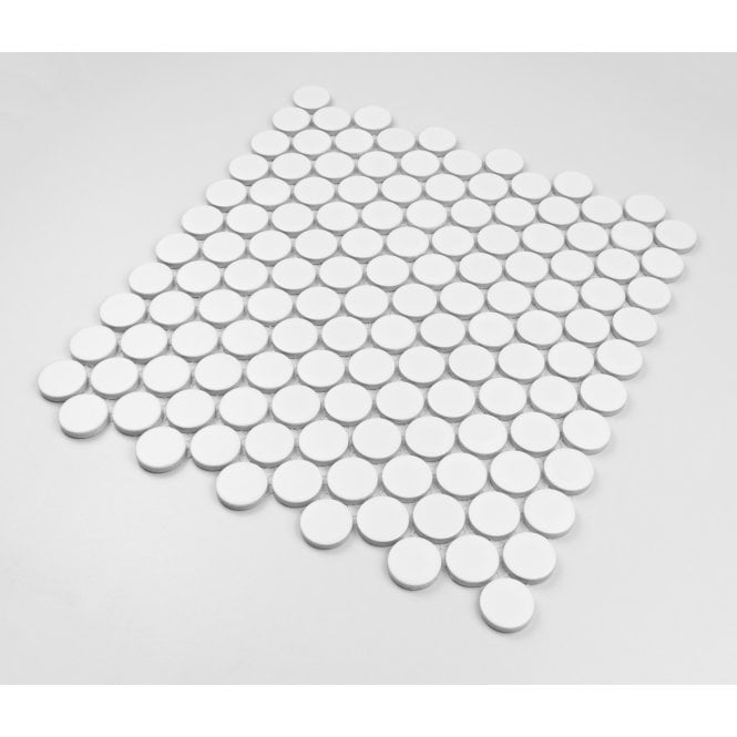 Victorian Penny XL Matt White 33cm x 31.2cm (2.8cm x 2.8cm) Mosaic Tile