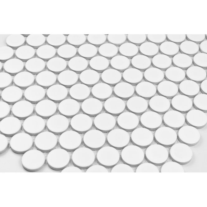 Victorian Penny XL Matt White 33cm x 31.2cm (2.8cm x 2.8cm) Mosaic Tile