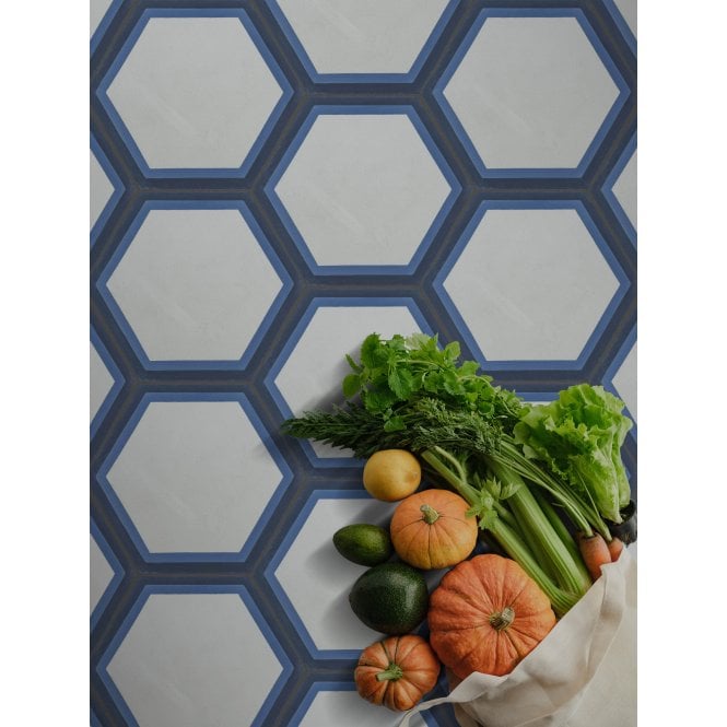 Encaustic Vintage Hexagon Blue 20cm x 20cm Wall & Floor Tile