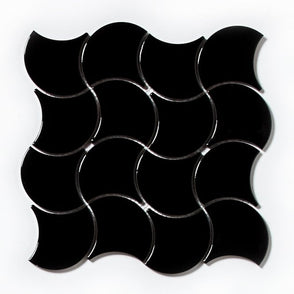 Wave Black Gloss 28.5cm x 30cm Wall Tile