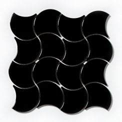 Wave Black Gloss 28.5cm x 30cm Wall Tile