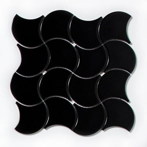 Wave Black Matt 28.5cm x 30cm Wall Tile