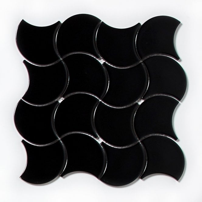 Wave Black Matt 28.5cm x 30cm Wall Tile