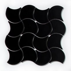 Wave Black Matt 28.5cm x 30cm Wall Tile