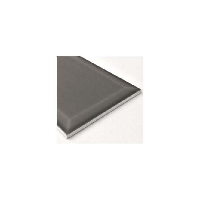 British Ceramic Tile Webb Grey Bevel Gloss Metro V&A 14.8cm x 49.8cm Wall Tile