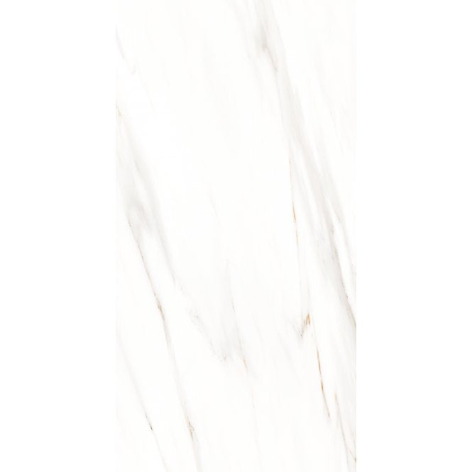 Whisper White Marble Effect Rectified Gloss Porcelain 30cm x 60cm Wall and Floor Tile