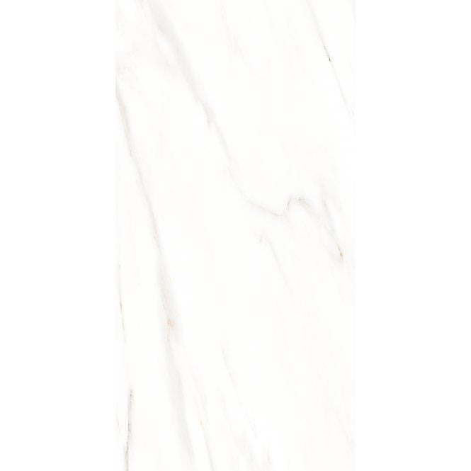 Whisper White Marble Effect Rectified Gloss Porcelain 30cm x 60cm Wall and Floor Tile