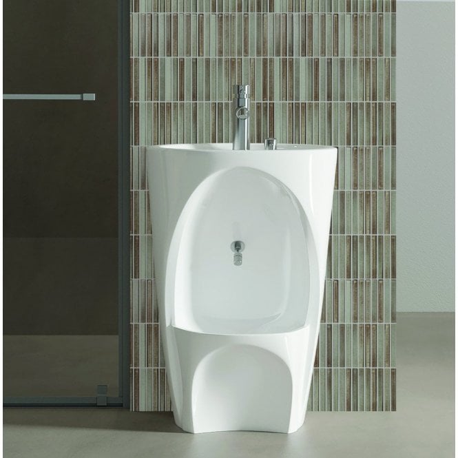 White Ceramic Wudu Sink and Foot Wash Basin, Tap and Fittings