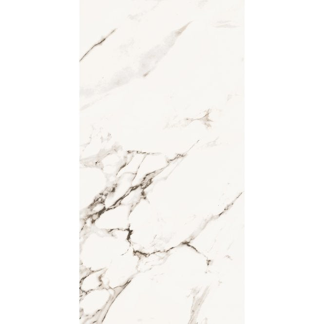 White Marble Effect Rectified Gloss Porcelain 30cm x 60cm Wall and Floor Tile