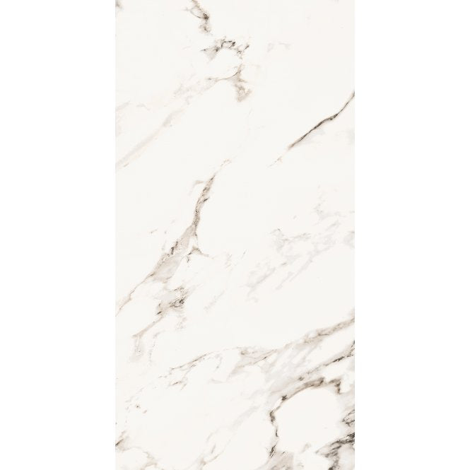 White Marble Effect Rectified Gloss Porcelain 30cm x 60cm Wall and Floor Tile