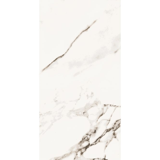 White Marble Effect Rectified Gloss Porcelain 30cm x 60cm Wall and Floor Tile