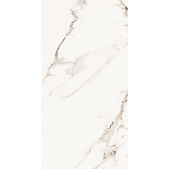 White Marble Effect Rectified Gloss Porcelain 30cm x 60cm Wall and Floor Tile