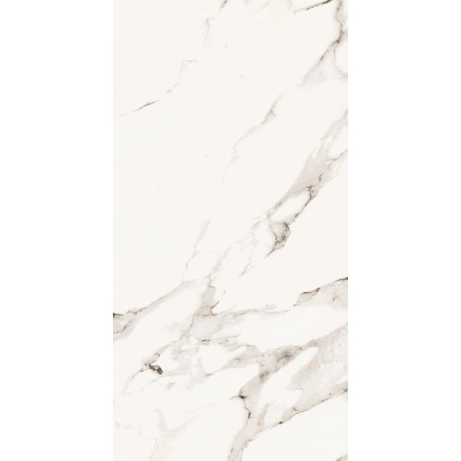 White Marble Effect Rectified Gloss Porcelain 30cm x 60cm Wall and Floor Tile