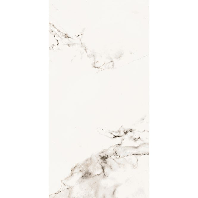 White Marble Effect Rectified Gloss Porcelain 30cm x 60cm Wall and Floor Tile