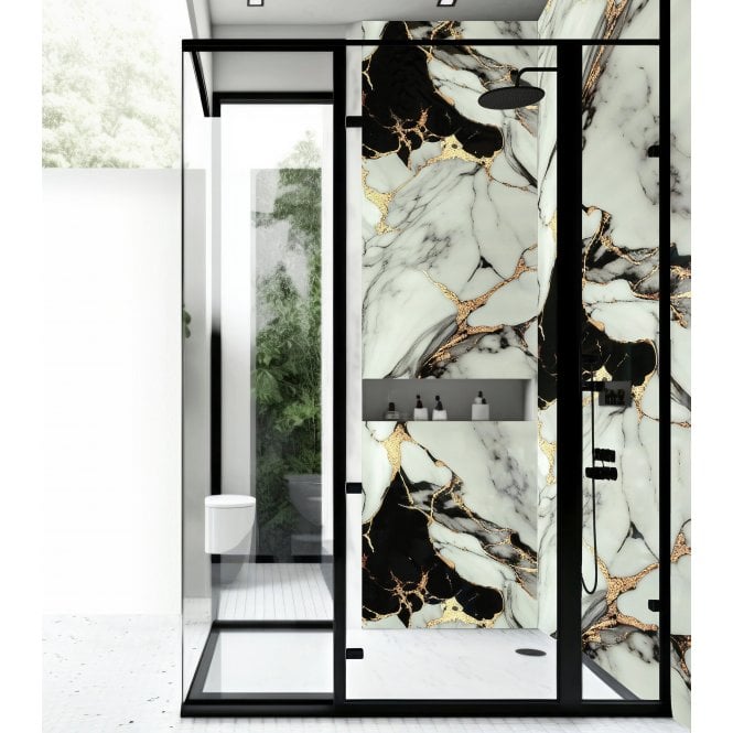 White Marble Golden Showerboard 240cm x 60cm x 10mm - BOX DEAL