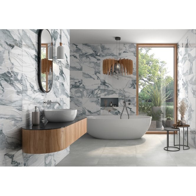 Windsor Silver Decor 25cm x 50cm Wall Tile