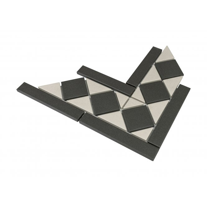 Winston Snow and Midnight Chequer 16.9cm x 28.8cm Corner Tile