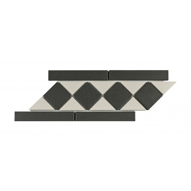 Winston Snow and Midnight Chequer 27.2cm x 11.7cm Border Tile