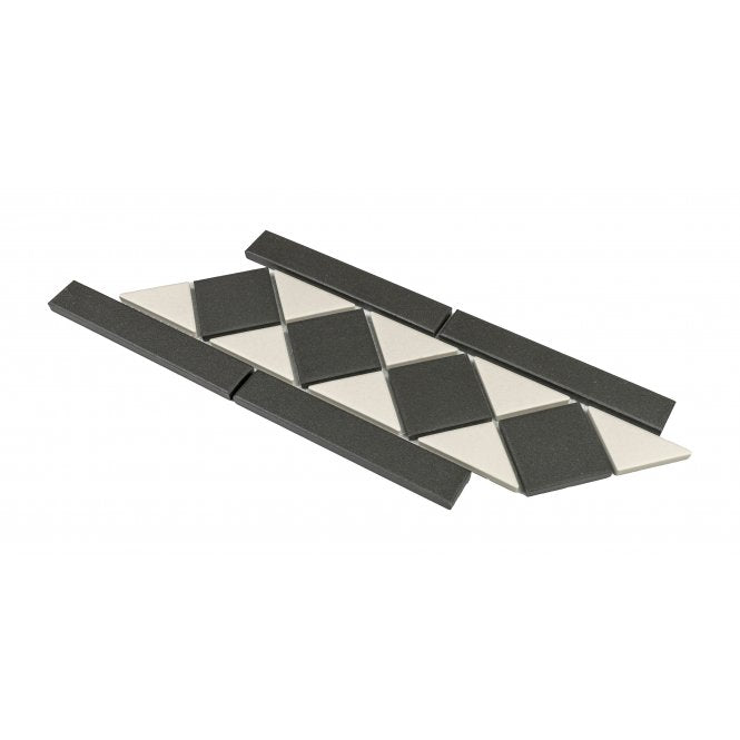 Winston Snow and Midnight Chequer 27.2cm x 11.7cm Border Tile