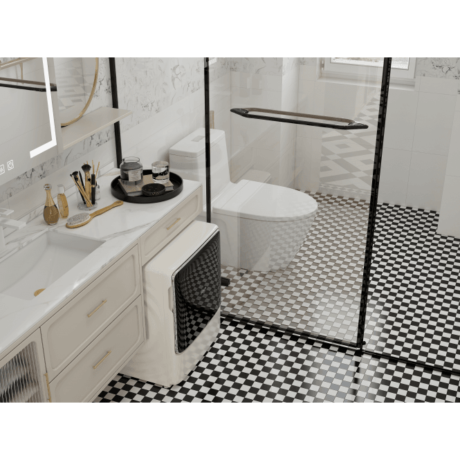 Winston Snow and Midnight Chequer 30.6cm x 30.6cm (4.8cm x 4.8cm) Mosaic Tile