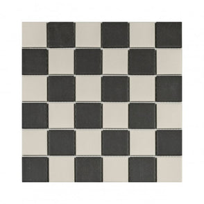 Winston Snow and Midnight Chequer 30.6cm x 30.6cm (4.8cm x 4.8cm) Mosaic Tile