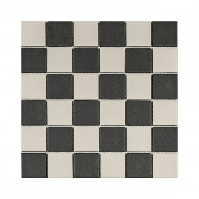 Winston Snow and Midnight Chequer 30.6cm x 30.6cm (4.8cm x 4.8cm) Mosaic Tile