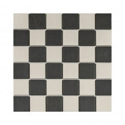 Winston Snow and Midnight Chequer 30.6cm x 30.6cm (4.8cm x 4.8cm) Mosaic Tile