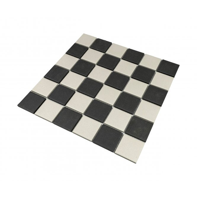 Winston Snow and Midnight Chequer 30.6cm x 30.6cm (4.8cm x 4.8cm) Mosaic Tile