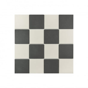Winston Snow and Midnight Chequer 39.4cm x 39.4cm (9.5cm x 9.5cm) XL Mosaic Tile