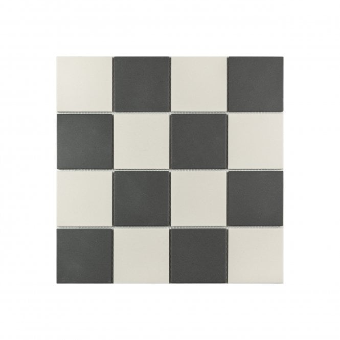 Winston Snow and Midnight Chequer 39.4cm x 39.4cm (9.5cm x 9.5cm) XL Mosaic Tile