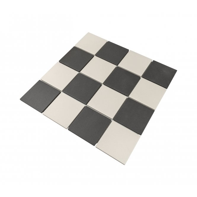 Winston Snow and Midnight Chequer 39.4cm x 39.4cm (9.5cm x 9.5cm) XL Mosaic Tile