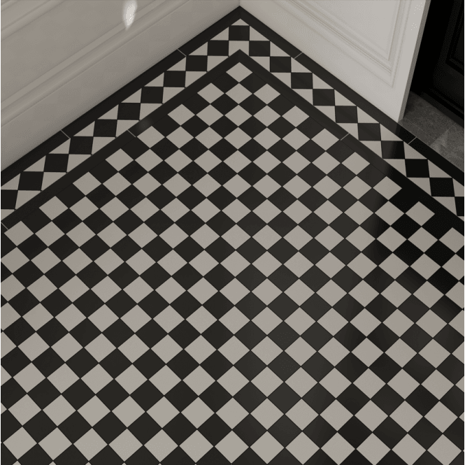 Winston Snow and Midnight Chequer 39.4cm x 39.4cm (9.5cm x 9.5cm) XL Mosaic Tile