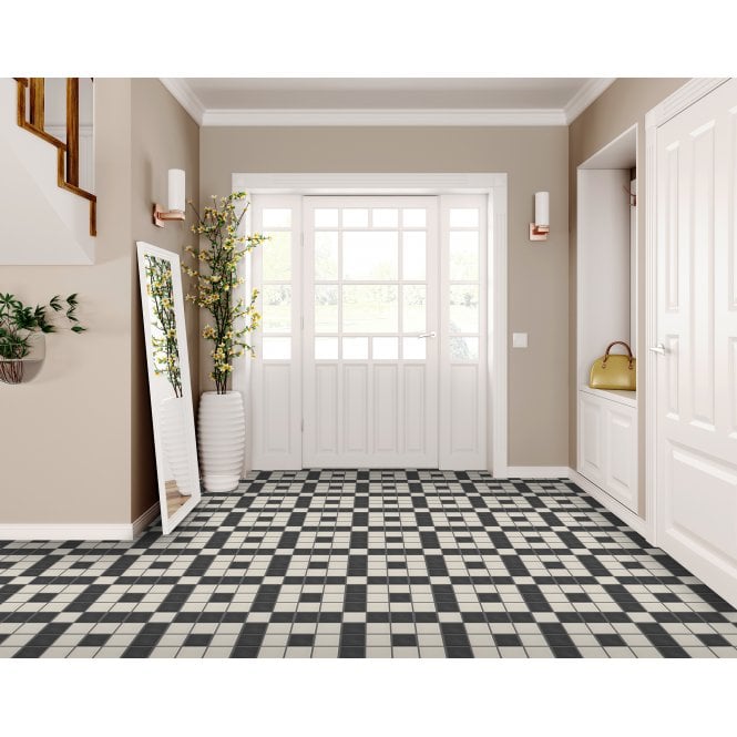 Winston Snow and Midnight Enfield 20.4cm x 20.4cm Mosaic Tile