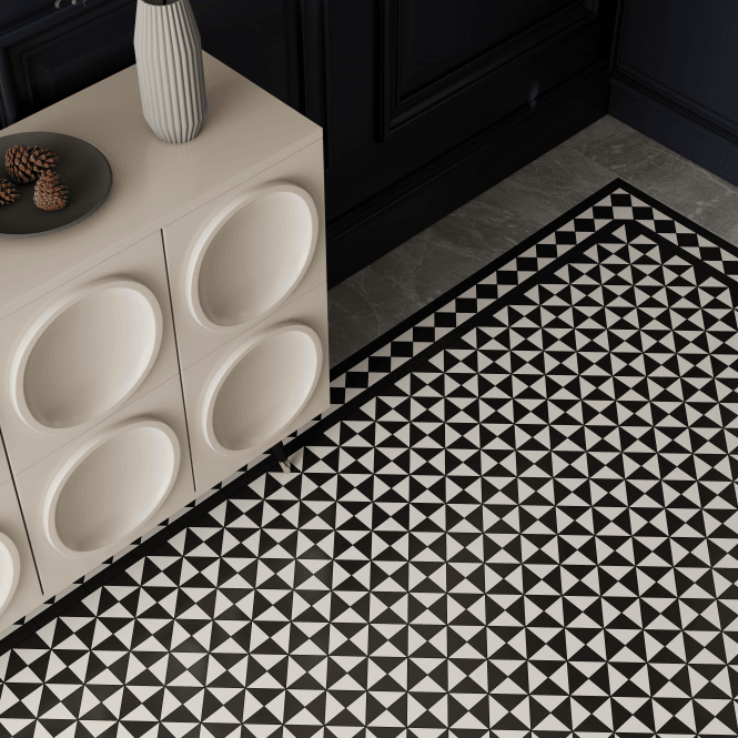 Winston Snow and Midnight Matlock 27.5cm x 27.5cm Mosaic Tile
