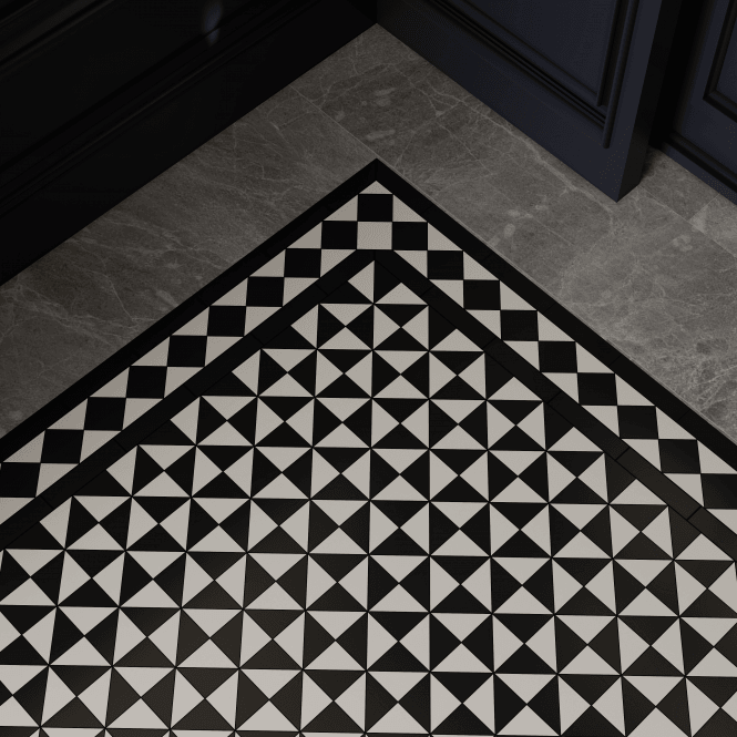 Winston Snow and Midnight Matlock 27.5cm x 27.5cm Mosaic Tile